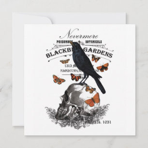 moderne Vintage Halloween Crop and Skull Karte