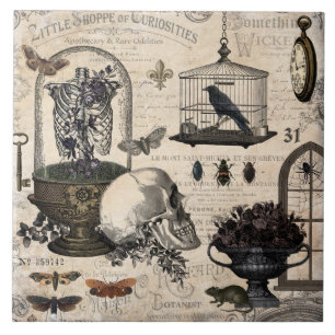 Moderne Vintage-Halloween-Garten Fliese