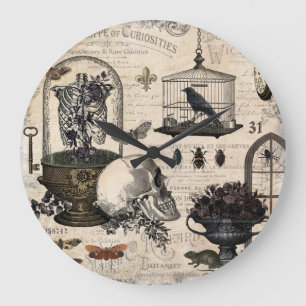 Moderne Vintage-Halloween-Garten Große Wanduhr