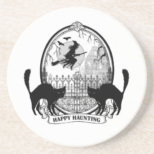 moderne Vintage Halloween-Hexe Getränkeuntersetzer