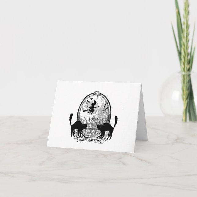 moderne Vintage Halloween-Hexe Karte (Vorderseite)