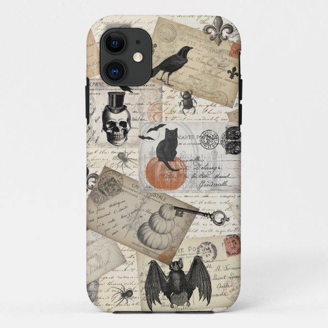 Moderne Vintage Halloween-Postkarten Case-Mate iPhone Hülle (Rückseite)