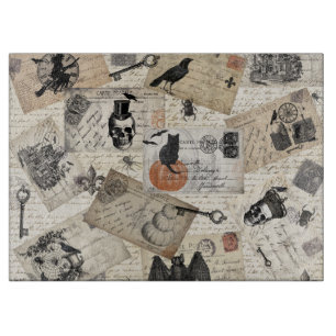 Moderne Vintage Halloween-Postkarten Schneidebrett