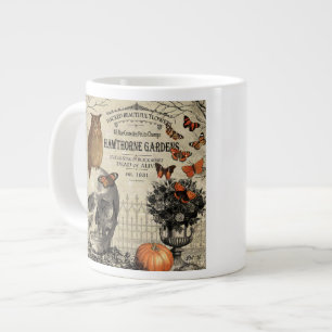Moderne Vintage Halloween-Uhu und -Schädel Jumbo-Tasse