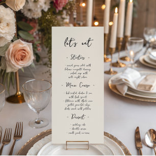 Moderne Vintage-Handschrift Hochzeitsdinner Menükarte