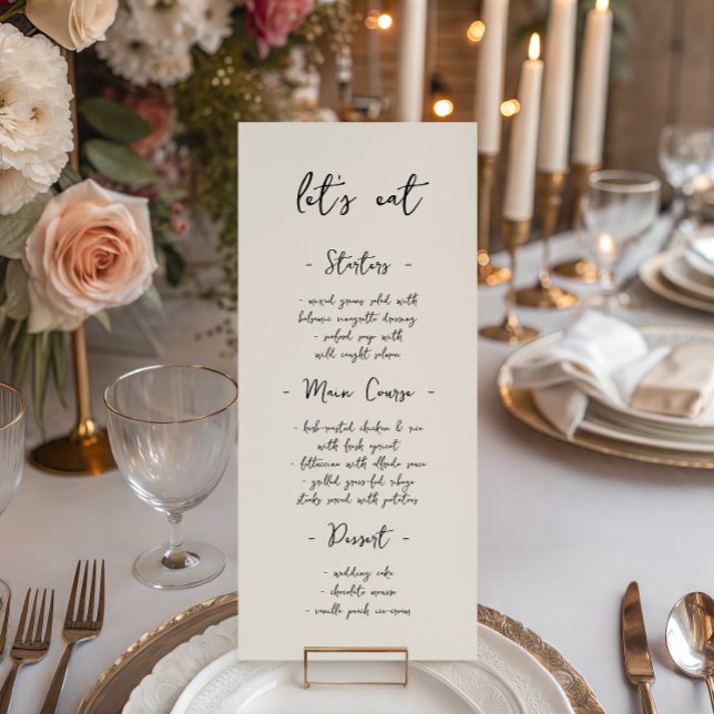 Moderne Vintage-Handschrift Hochzeitsdinner Menükarte (Von Creator hochgeladen)