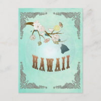 Moderne Vintage Hawaii Staat Map - Türkisblau