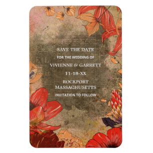 Moderne Vintage-Herbstblumen-Save-the-Date-Karte Magnet
