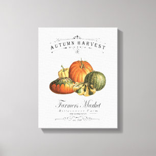 moderne vintage herbstliche kürbisse und kürbis leinwanddruck
