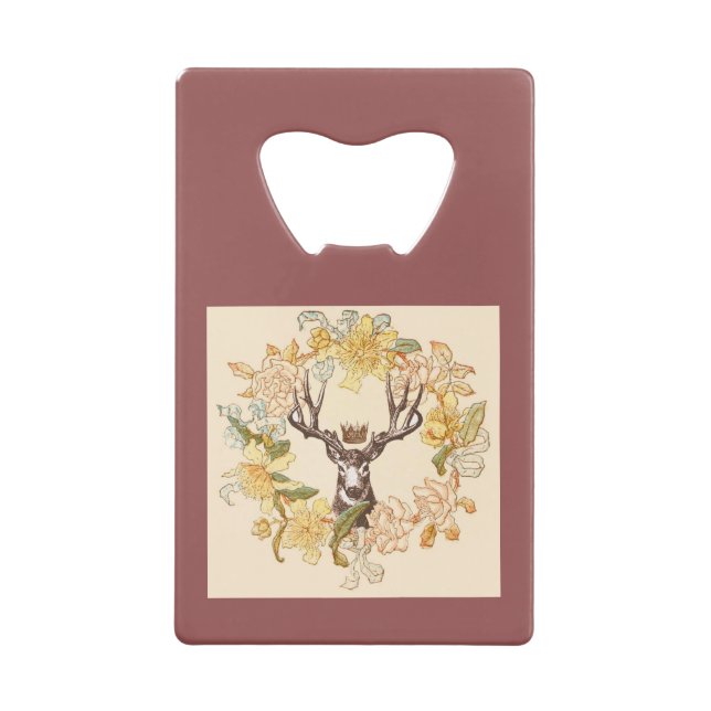 Moderne Vintage Hirsche Rustikale Rosa Blume Geldbeutel Flaschenöffner (Rückseite)