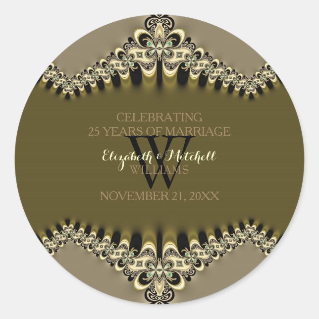 Moderne Vintage Hochzeitsfeiern Runder Aufkleber (Vorderseite)