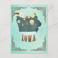 Moderne Vintage Iowa Staat Map - Türkisblau