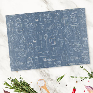 Moderne Vintage Küchenutensilien Süße Kritzeleien Schneidebrett