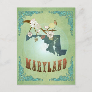 Moderne Vintage Maryland Staat Map - Sage Green Postkarte