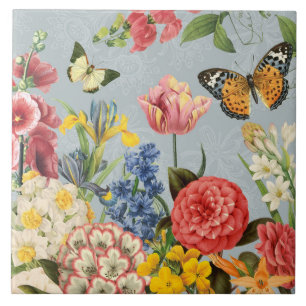 moderne vintage mehrfache botanische Blumen Fliese