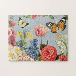 moderne vintage mehrfache botanische Blumen Puzzle
