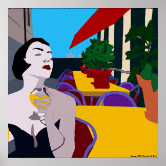 Moderne Vintage Mehrfarbige Digitale Abend Wein Poster