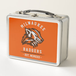 Moderne Vintage Milwaukee Badgers Est. Orange Metall Brotdose