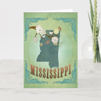 Moderne Vintage Mississippi-Staats-Karte - weises Feiertagskarte