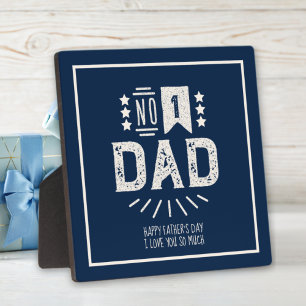 Moderne Vintage-Navyblau-Creme-Bester Vatertag Fotoplatte