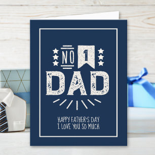 Moderne Vintage-Navyblau-Creme-Bester Vatertag Karte