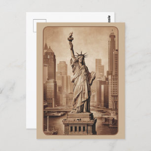 Moderne Vintage New Yorker Stadtstatue der Liberty Postkarte