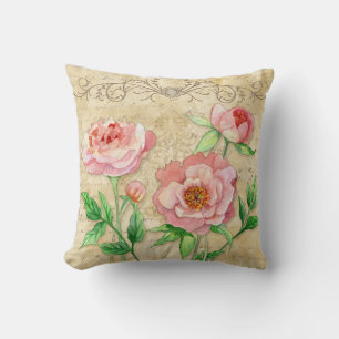Moderne Vintage Peony Floral Wirbel Mutterkissen Kissen