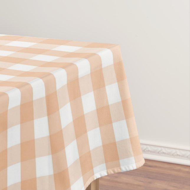 Moderne Vintage-Pfirsich-Gingham-Muster Frühling S Tischdecke (Beispiel)