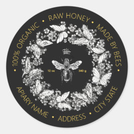 Moderne Vintage Queen Bee Butterfly Wreath Honey Runder Aufkleber