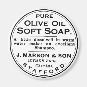 Moderne Vintage-Reine-Olivenöl-Seife-Werbung Badez Magnet