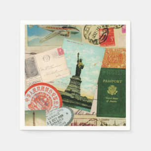 moderne Vintage Reisecollage Serviette