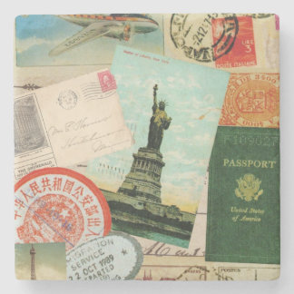 moderne Vintage Reisecollage Steinuntersetzer