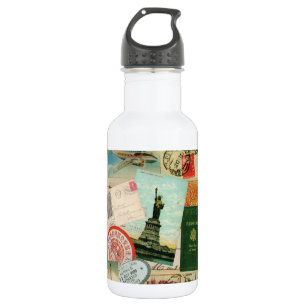 moderne Vintage Reisecollage Trinkflasche