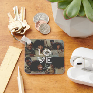 Moderne Vintage Retro-Liebe Typografie 4 Foto Schlüsselanhänger