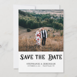 Moderne Vintage Retro Rustikal Verlobung 2 Foto Save The Date