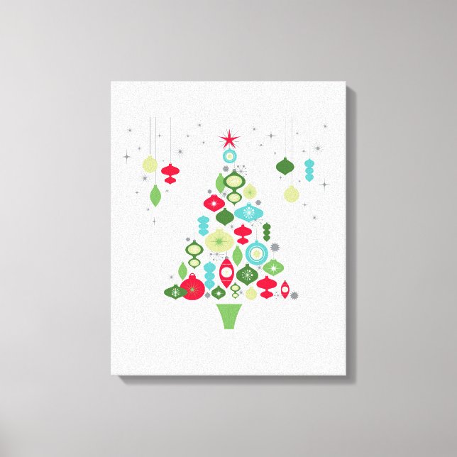 moderne Vintage Retro-Weihnachtsbaum Leinwanddruck (Vorderseite)