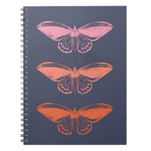 Moderne Vintage-Rosa-Blau-Schmetterling-Illustrati Notizblock