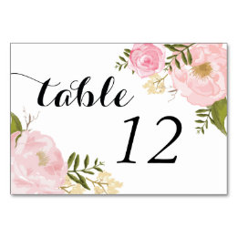 Moderne Vintage-Rosa-Blumenhochzeit Tischnummer
