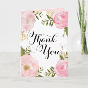 Moderne Vintage rosa Blumenzete Vielen Dank Dankeskarte