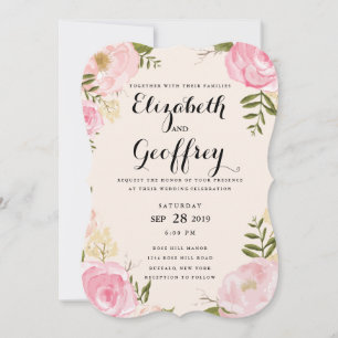 Moderne Vintage Rosa Blumenzwiebeleinladung Einladung