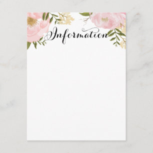 Moderne Vintage Rosa-Flora-Hochzeitsinformationen Begleitkarte