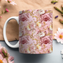 Moderne Vintage Rosa & Gold Aquarellfarben florenh Tasse