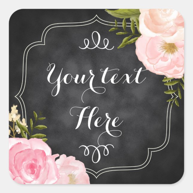 Moderne Vintage Rose Chalkboard Custom Gevor Quadratischer Aufkleber (Vorderseite)