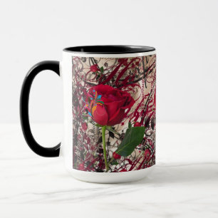 Moderne Vintage Rose u. Kalligraphie Tasse