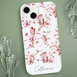 Moderne Vintage-Rote-Cupid-Engel-Blumen-Toile Case-Mate iPhone 14 Hülle