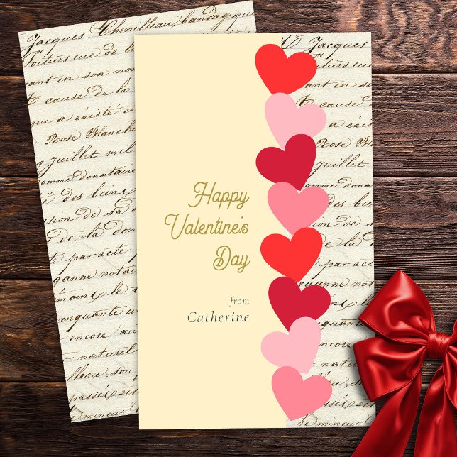 Moderne Vintage Rote Herzen Frohes Valentinstag Begleitkarte (Von Creator hochgeladen)