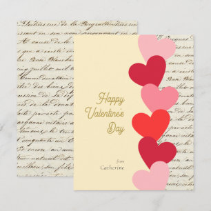 Moderne Vintage Rote Herzen Frohes Valentinstag Mitteilungskarte