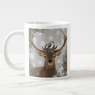moderne vintage rustikale Waldlandschaft Winterhir Jumbo-Tasse