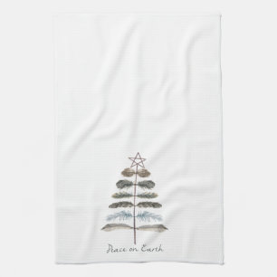 moderne vintage rustikale Winterfeder Baum Geschirrtuch