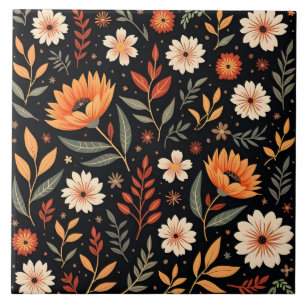 Moderne Vintage Sammlung von Blumen Fliese